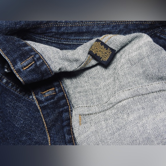 VTG LRL Ralph Lauren Jeans Co Trucker Blue Denim Woman’s XL - Gold Eagle Buttons - Picture 10 of 15